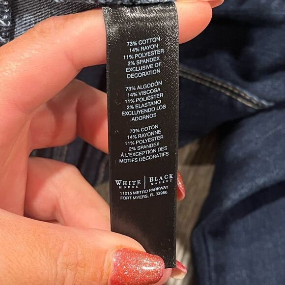 White House Black Market Straight Leg Jeans Cropped High Rise Dark Wash Size 4 - Picture 10 of 11